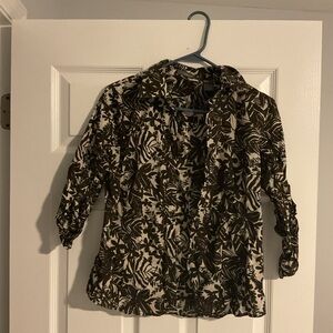 Brown and Cream Floral Blouse